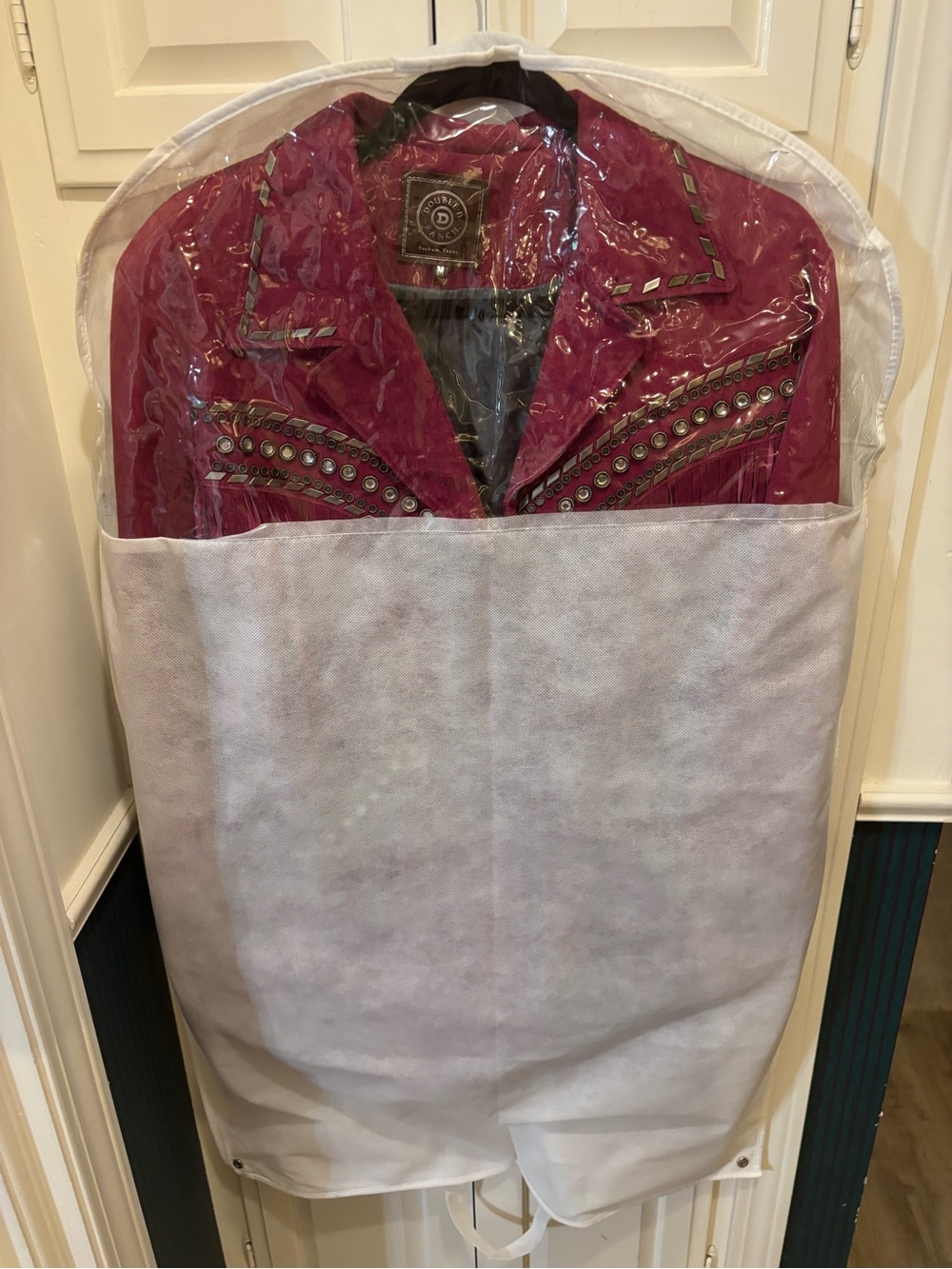 Double D Ranch Magenta Suede Fringe Jacket with Stud Accents - Picture 8 of 11